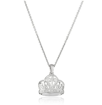 Sterling Silver Diamond Accent Crown Pendant Halsband, 18″