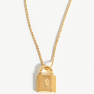 مجوهرات مطلية بالذهب عيار 14 قيراط للبيع بالجملة قلادات قفل صغيرة مخصصة مطلية بالذهب عيار 18 قيراط