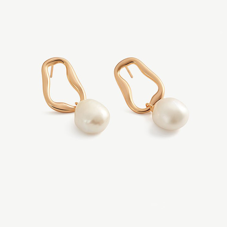 18K Gold Barroque Barroque Pearl Pends Dangle Hoop Pendientes de joyas personalizadas Proveedor