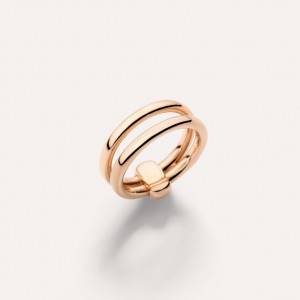 18K Rose Gold Linked Double Ring Custom Jewelry OEM ODM