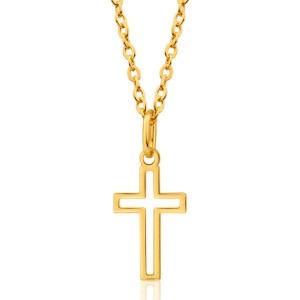 18ct Yellow Gold Silver Filled Open Cross Pendant custom OEM silver jewelry maker