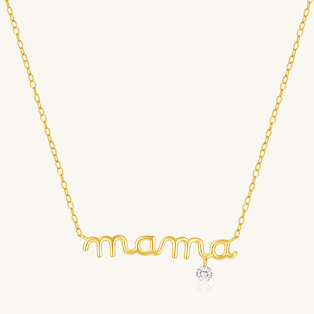 925 Sterling Silver Letter Mama Zircon Collarbone Náhrdelník pro ženy 18k zlatý choker jemné šperky