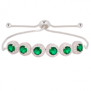 Bijoux en argent 925 en porcelaine, design personnalisé, plaqué argent, Bracelet à bascule pavé vert émeraude