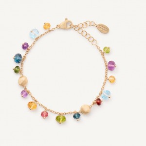 Africa 18kt yellow gold single-strand mixed gemstone bracelet OEM ODM jewelry manufacturer