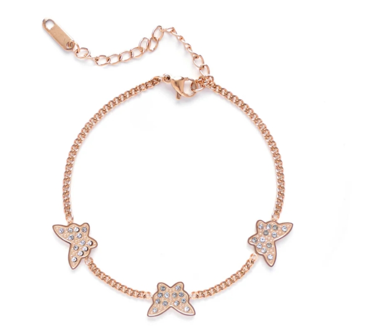 BUTTERFLY ROSE GOLD PLATED BRACELET JEWELRY CUSTOMIZED MANUFACTURER