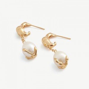 Baroque Pearls Dangle Gold Plated Sterling Silver Earrings Custom 18k gold jewelry manufacturer