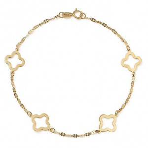 Brazilian gold plated jewelry wholesale custom Quatrefoil Station Bracelet in 14K Yellow Gold Vermeil