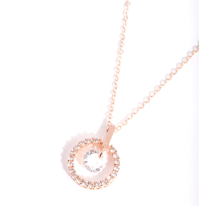 Køb engros specialfremstillede sterling sølv smykker online fra Kina OEM ODM Rose Gold belagt Cubic Zirconia Open Circle halskæde