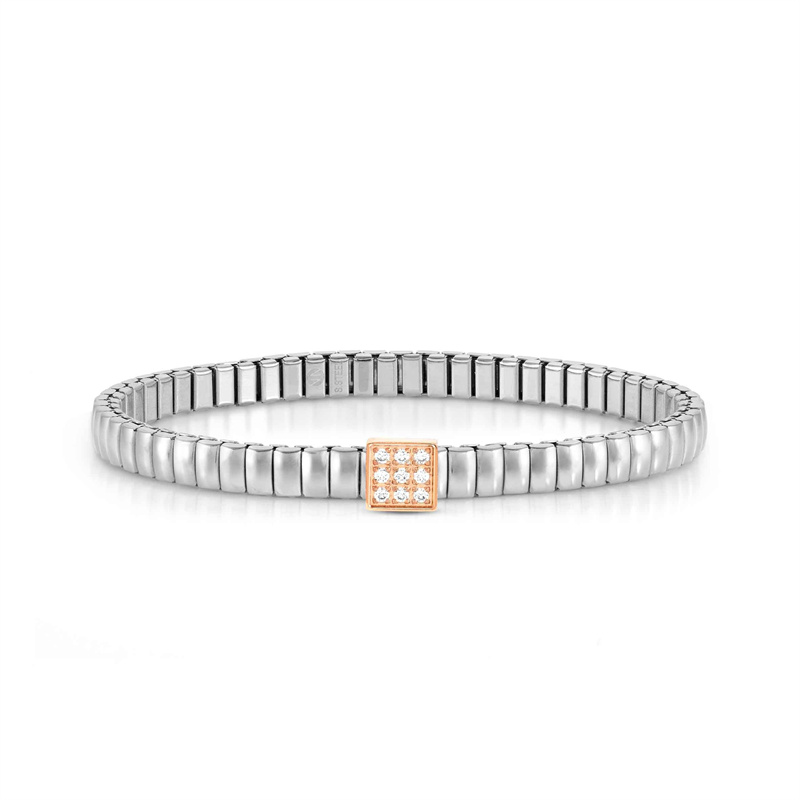 BRACELET CARRÉ EN OR ROSE ZIRCON CUBIQUE SUR MESURE