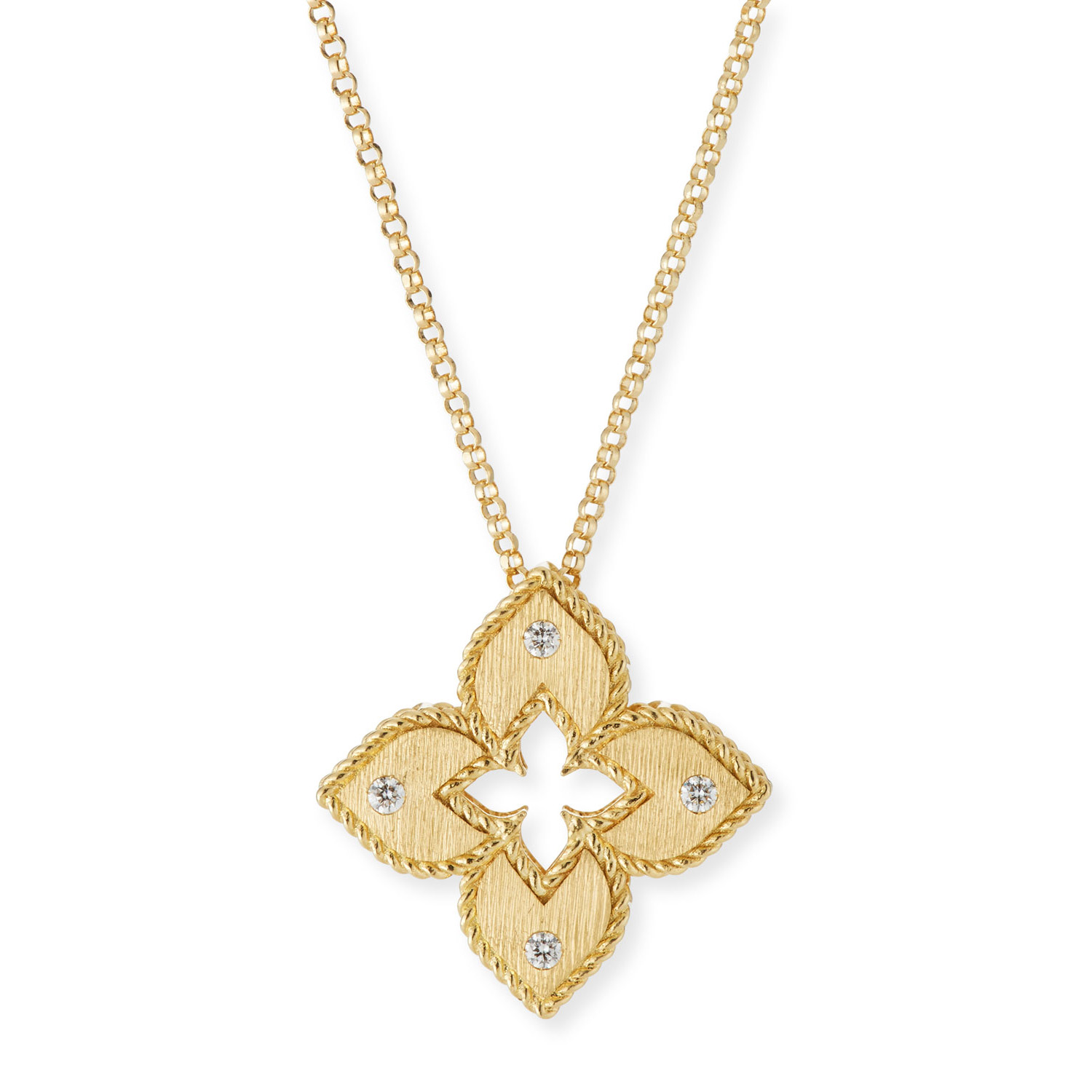 Wholesale OEM/ODM Jewelry Custom 18k Diamond Open Flower Necklace Jewelry Supplier