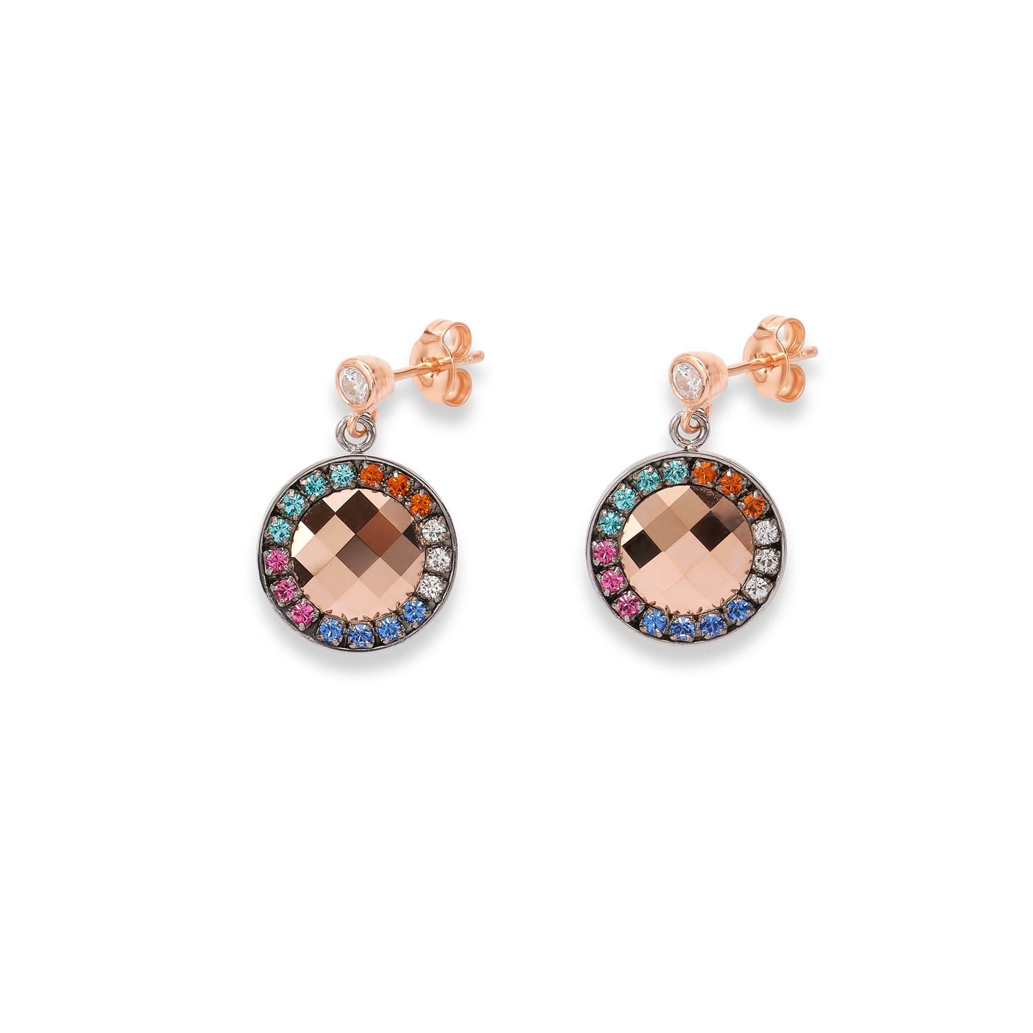 Grossista di gioielli CZ con orecchini in argento riempito in oro rosa 18 carati personalizzati all'ingrosso OEM / ODM
