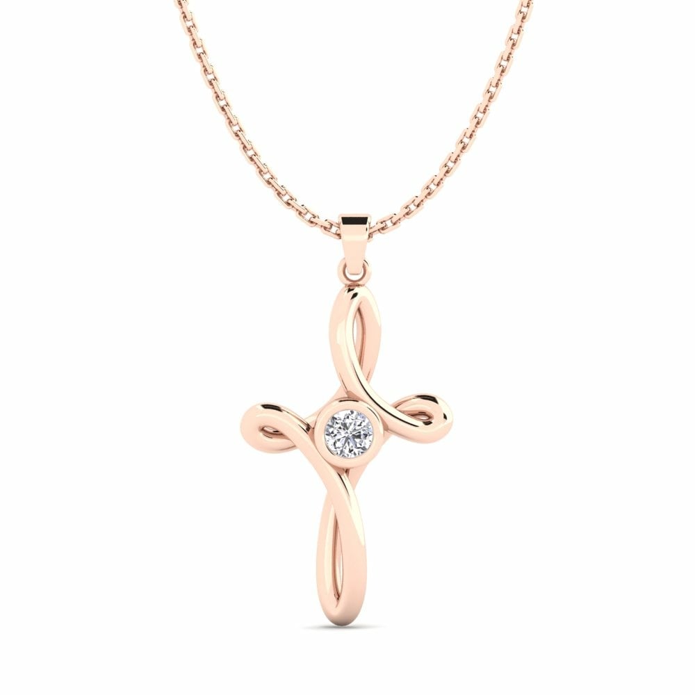 Custom Amazon Fashion Twist Cross Pendant Necklace Vermeil Rose Gold