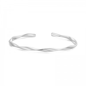 Custom Bracelet Sterling Silver 925 Polished Ribbon Bangle