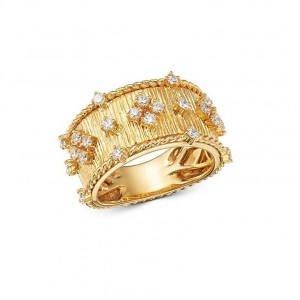 Custom CZ Band ring in 18K Textured Yellow Gold Vermeil wholesaler