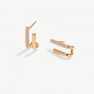 Custom Design Rose Gold U-Shaped Cuffs Wraps Earrings Simple Zircon Stud Earrings for Women