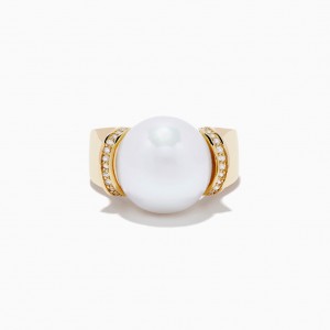 Custom Design Services women’s fine pearl ring CZ 14k gold plated rings jewelry designer