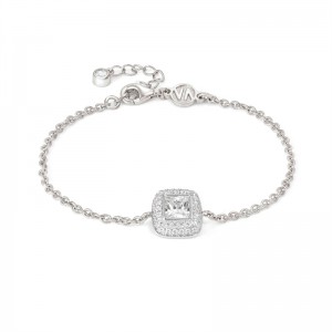 Custom Design Sterling Silver Bracelet cubic zirconia pavè Square Factory