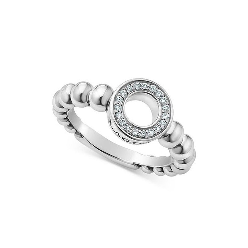 Custom Design Sterling Silver Caviar Spark Cubic Zirconia Ring Leverantör grossist