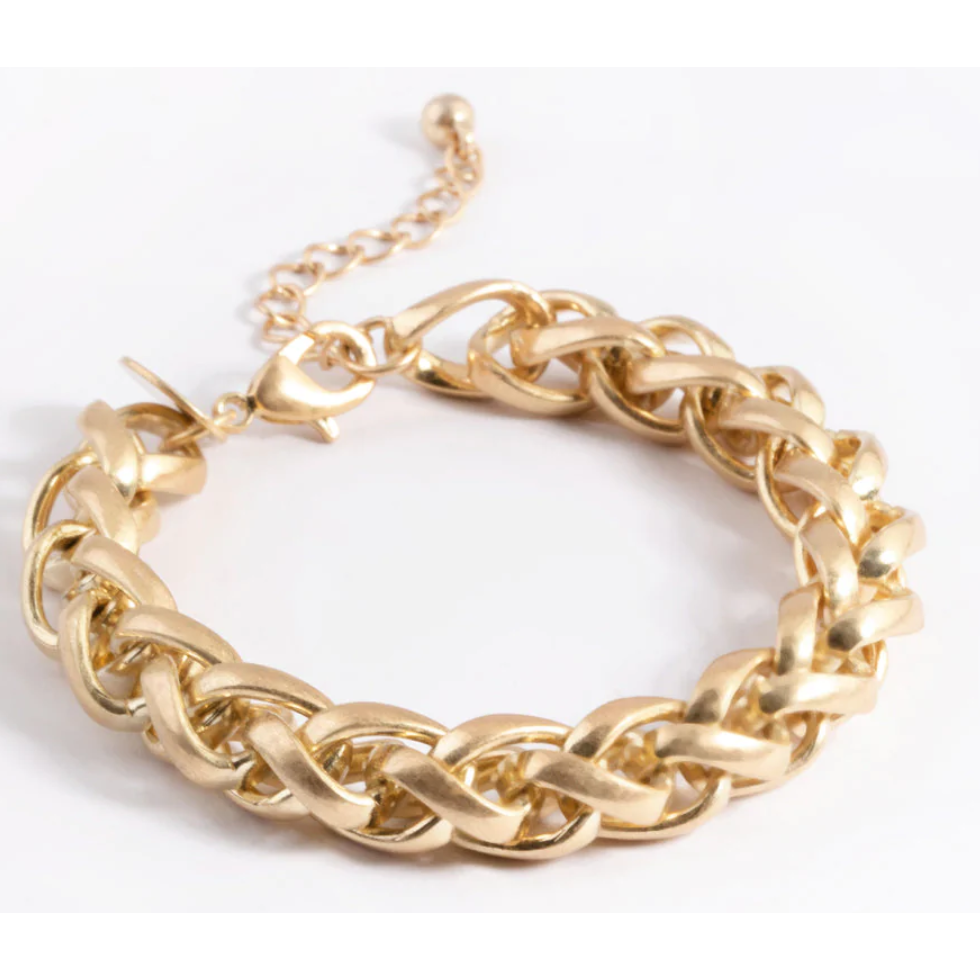 Specialgraverade smycken Guldpläterade Chunky Twist Chain Silverarmband