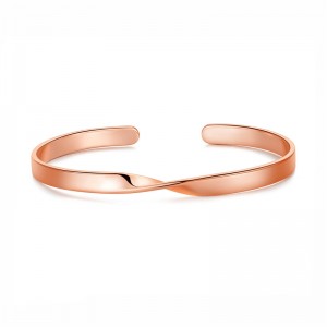 Custom Fashion Jewelry Supplier Rose Gold Plated Twist Cuff Bangle