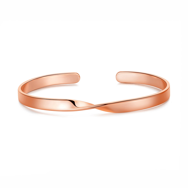 Custom Fashion Jewelry Supplier Rose Gold Plated Twist Cuff Bangle