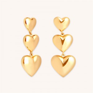 Custom Gold Filled Silver Women’s Gold Heart Trio Earrings Supplier USA