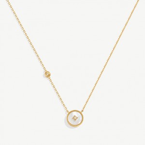 Custom Jewelry Manufacturer Mother of Pearl Pendant Necklace with 18ct Gold Plated Vermeil on Sterling Silver