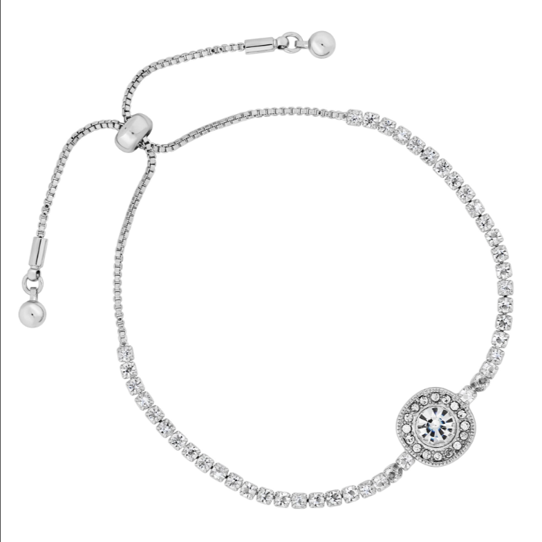 Déantóirí Jewelry an Chustaim Jon Richard Silver Plated Crystal Halo Toggle Bracelet