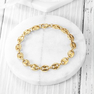 Custom Jewelry Supplier OEM ODM Coffee Bean Chain in 14K Plated Gold Bracelet