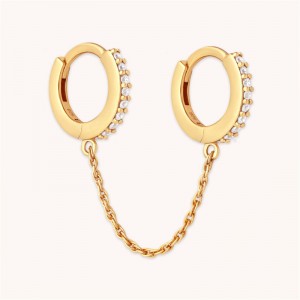 Custom Made Gold Chain Linked Mismatched Huggie Hoop Earring Manufacturer