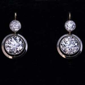 Boucles d'oreilles en diamants russes, design personnalisé, anciennes et européennes