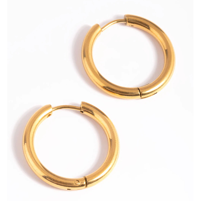 Персонализированные ювелирные изделия из хирургической стали с золотым покрытием, классические серьги-кольца Huggie
