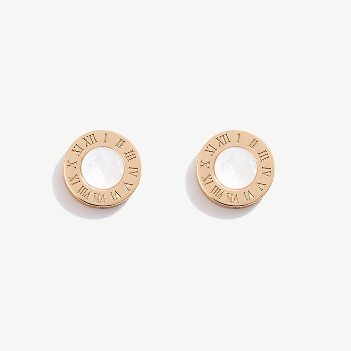 Custom Personalized  Roman Numbers Stud Earrings Vermeil Rose Gold