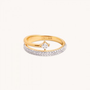 Custom Rings Factory Silver and Gold Plated Ring with Cubic Zirconia