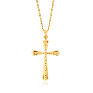 Custom Silver Necklace Manufacturer 9ct Yellow Gold Fancy Cross Pendant