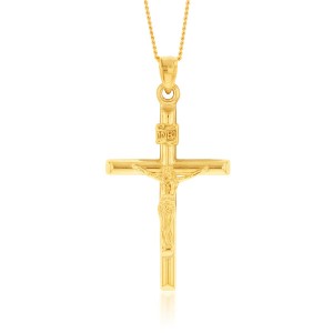 Custom Wholesale Jesus Crucifix Cross Necklace Vermeil 14K Solid Yellow Gold