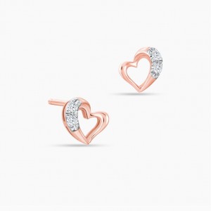 Custom Wholesale Jewelry Heart Cubic Zirconia Stud Earrings in 18K Gold