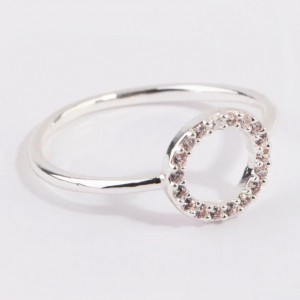 Custom Wholesale Sterling Silver and Cubic Zirconia (CZ) Open Circle Ring Jewelry