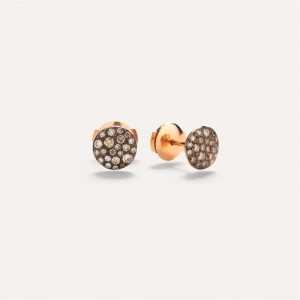 Custom design earring studs vemeil rose gold 18kt brown cubic zirconia