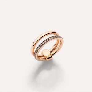 Custom jewelry Pomellato Together Rose Gold Band Ring Brown Stone