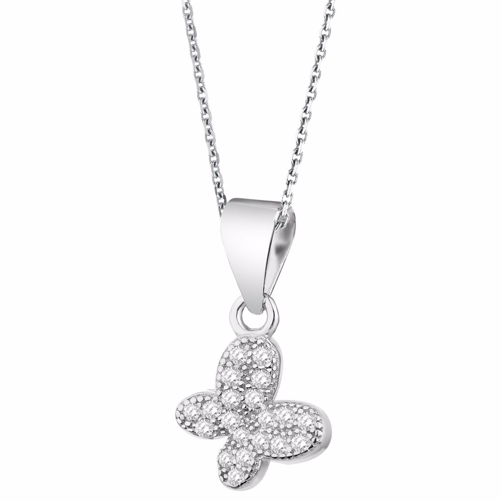 Grossist specialtillverkat sterling silver hänge OEM/ODM smycken med Cubic Zirconia – Butterfly designa dina egna smycken