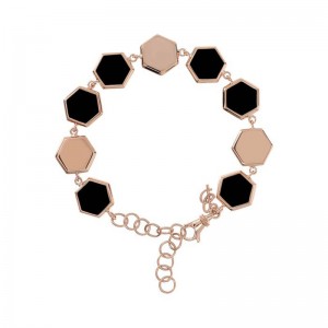 Pulsera y cadena multihexagonales de plata de ley (AG-925) hechas a medida con revestimiento