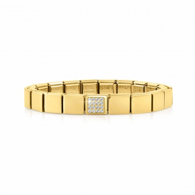 Custom men’s jewelry OEM ODM Stainless steel bracelet, Golden finish, Crystal Pavé