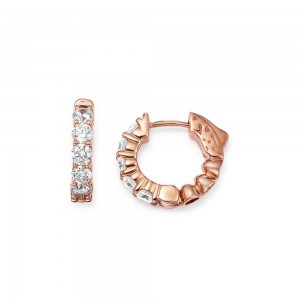 Custom personalised  CZ Huggie Hoop Earrings in 14K Rose Gold Vermeil silver jewelry OEM ODM wholesale