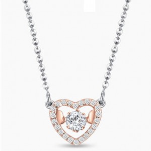 Custom wholesale 925 Sterling Silver & Rose Gold Coated Stunning Love Heart Pendant Necklace