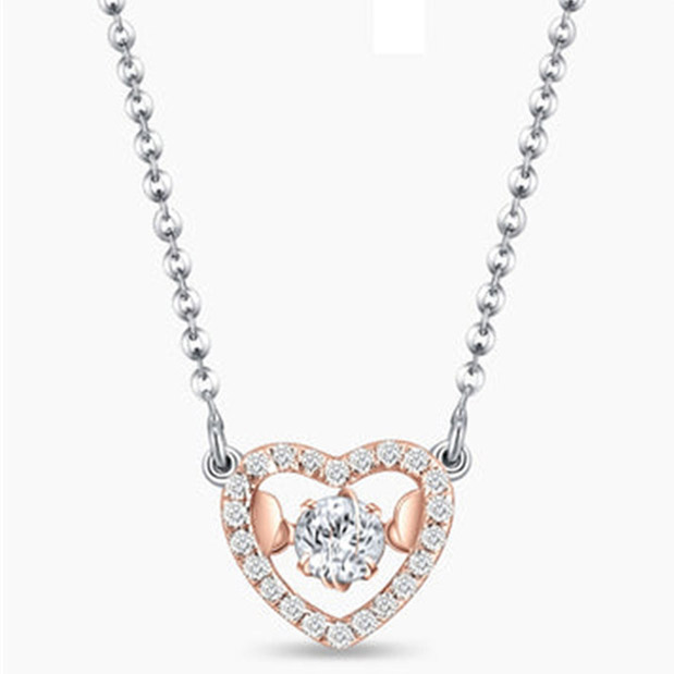 Custom wholesale 925 Sterling Silver & Rose Gold Coated Stunning Love Heart Pendant Necklace