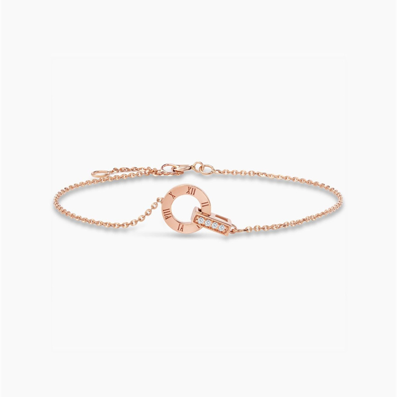 Bracelet mórdhíola saincheaptha, Rose Gold Plátáilte Miotal agus Zirconia Ciúbach