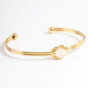 Atacado personalizado Canadá banhado a ouro rosa quartzo nó manguito pulseira fabricantes de joias de marca própria