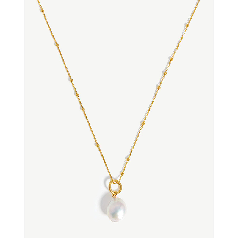 Colliers de chaîne de perles baroques personnalisés, vente en gros, perles en vermeil plaqué or 18ct