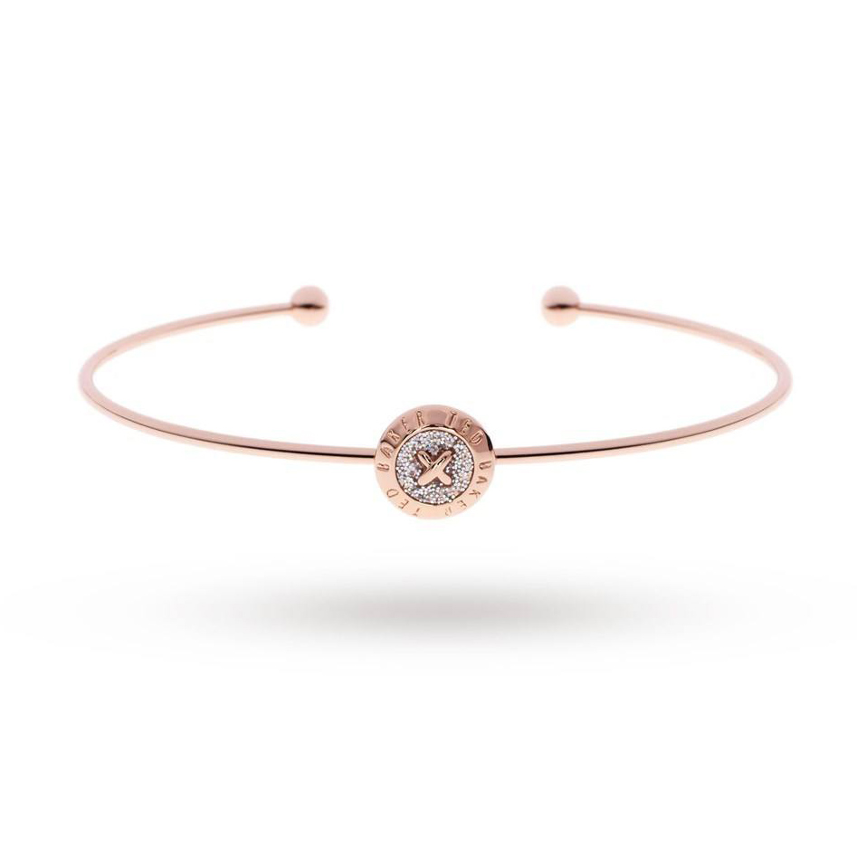 Bracelet ouvert personnalisé en argent 925 et CZ en finition or rose